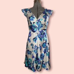 Vintage Early 2000s Silk Guess Dress Vibrant Colors Flowy Tropical Floral Print